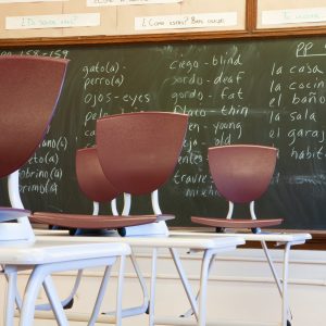 An English-Spanish classroom.